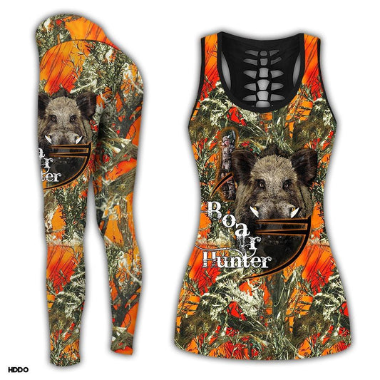 Boar Hunting Camo Orange Combo Tank Top + Legging TA043005 - Amaze Style™-Apparel