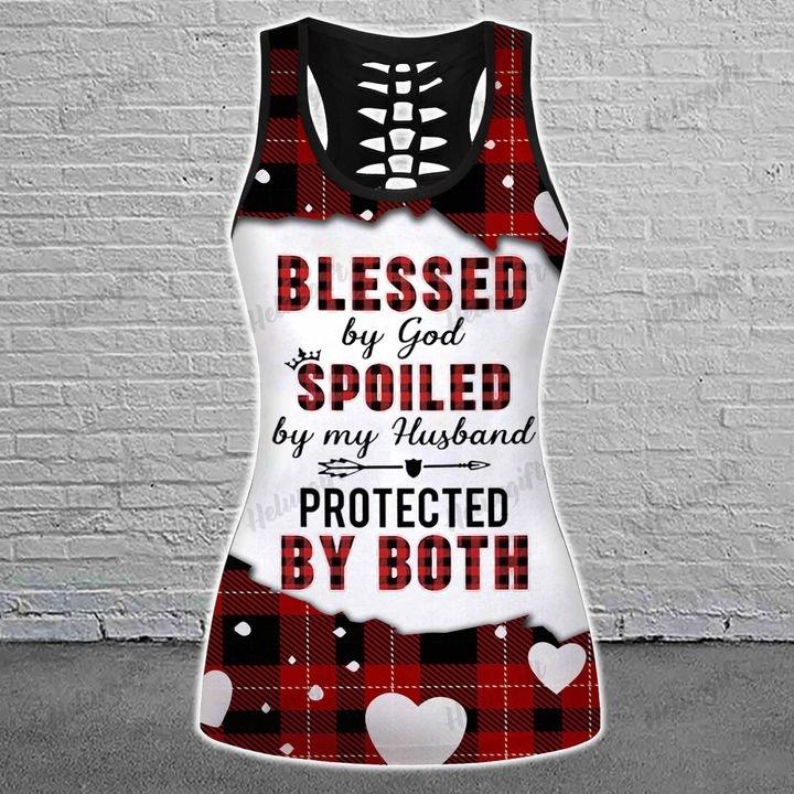 Blessed By God Spoiled By My Husband Red Buffalo Combo Legging Camisole Tank 14062105.CTA