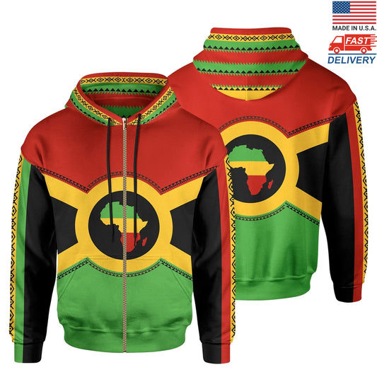 African Zip-Up Hoodie - African Reggae Map Hoodie - Made in USA BN39 - Amaze Style™-ALL OVER PRINT ZIP HOODIES (A)