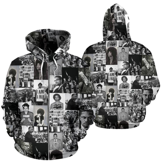 African Zip-Up Hoodie - Civil Rights Leaders Black Power Images - Amaze Style™-ALL OVER PRINT ZIP HOODIES