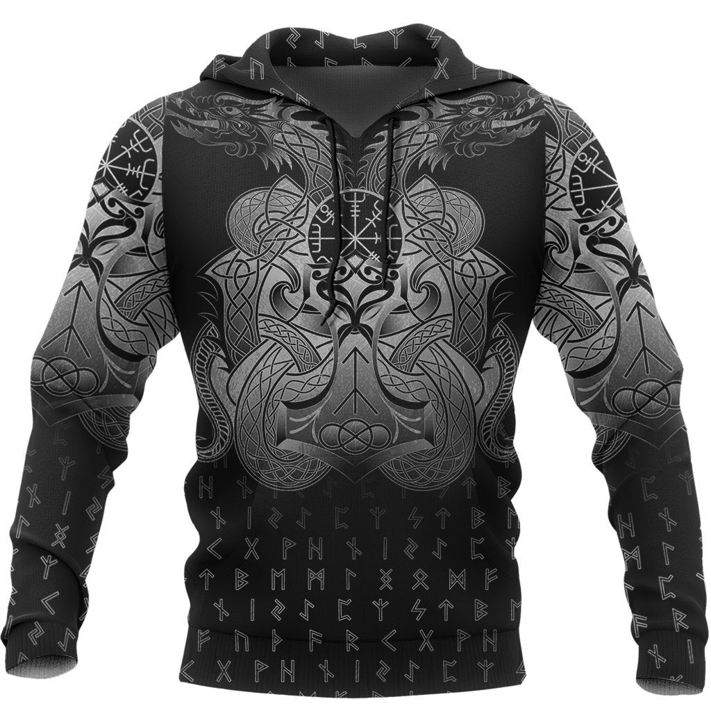 Vikings Vegvisir Mjolnir and Dragon Norse Tattoo - Amaze Style™-Apparel