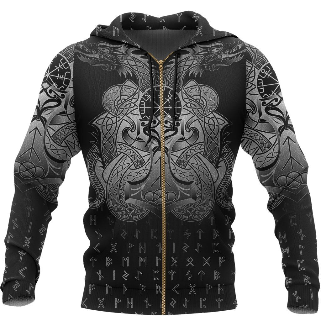 Vikings Vegvisir Mjolnir and Dragon Norse Tattoo - Amaze Style™-Apparel