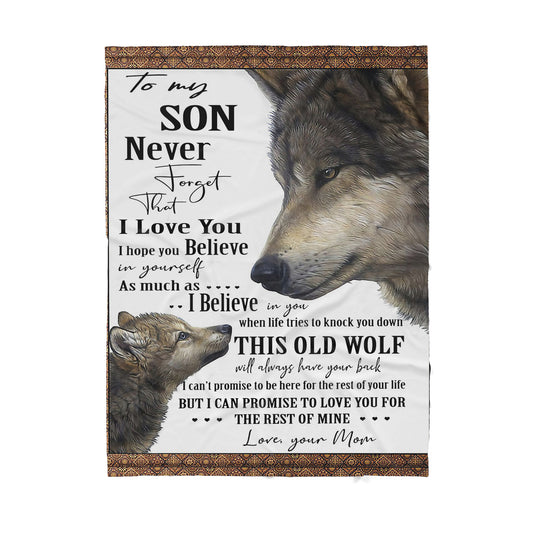 To My Son Wolf Sherpa Blanket TN