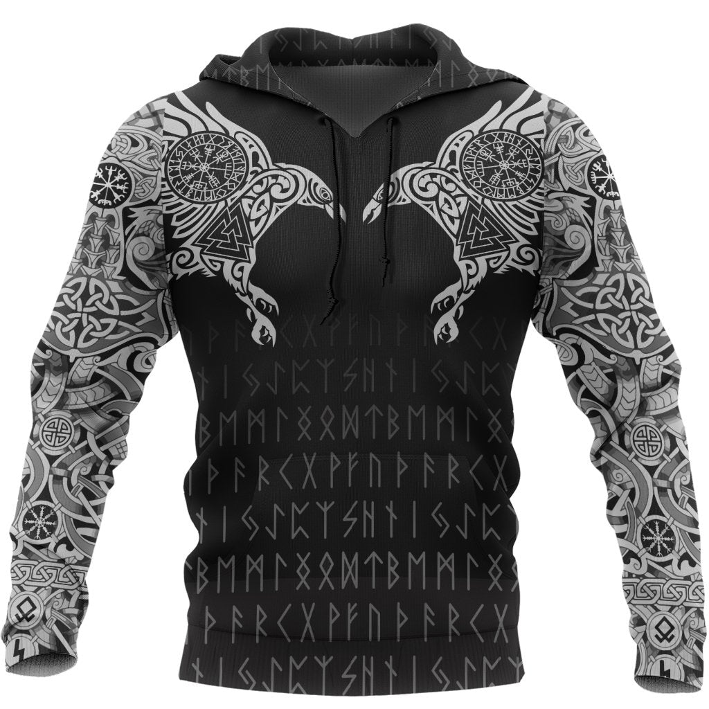 Viking Hoodie The Raven of Odin Tattoo - Amaze Style™-Apparel