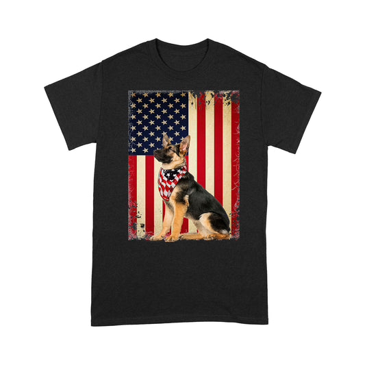 German Shepherd American Flag T-shirt DL