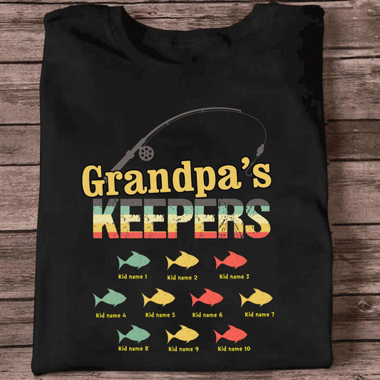 Personalized Gift Grandpa's Keepers Fishing T-shirt Father's Day
