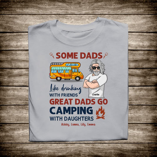 Dad And Daughters Go Camping Personalized T-shirt
