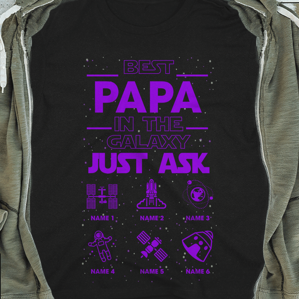 Best Papa In The Galaxy Personalized T-Shirt