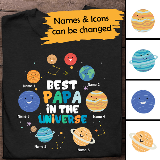 Best Papa In The Universe Personalized T-shirt Amazing Gift For Dad Father Bonus Dad