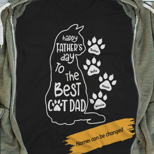 Happy Father Day To Best Cat Dad Personalized Cat Dad Shirt