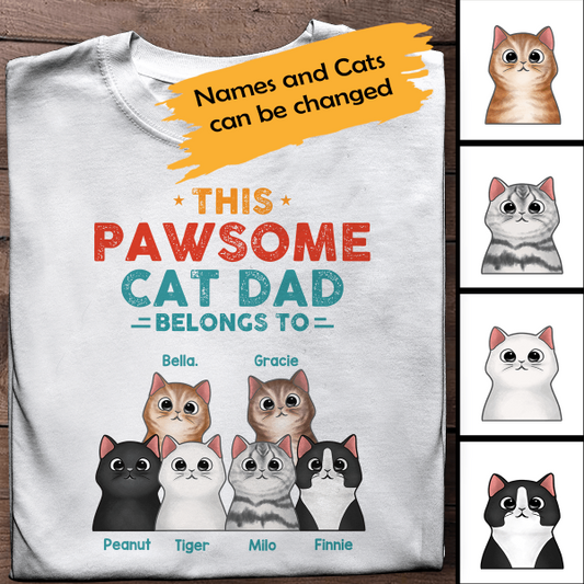 This Pawsome Cat Dad Belongs To Personalized T-Shirt, Gifts For Cat Lovers