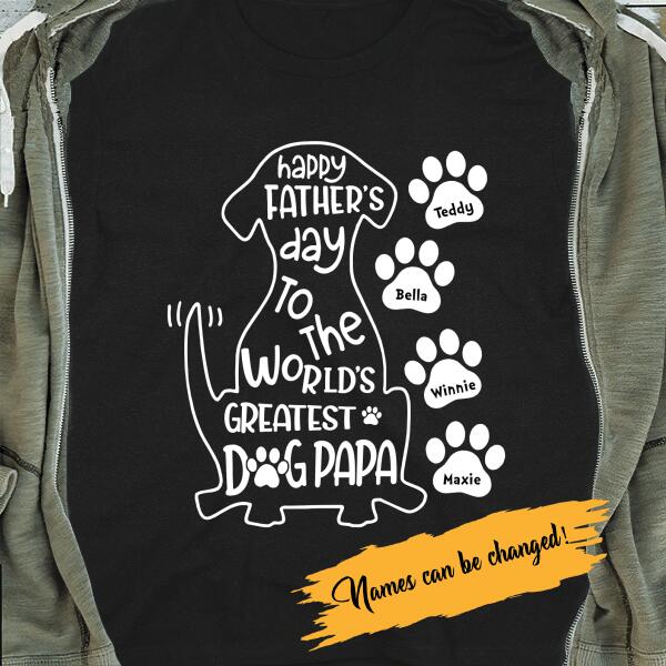 Personalized Gift Father's Day T-shirt To The World's Greatest Dog Papa