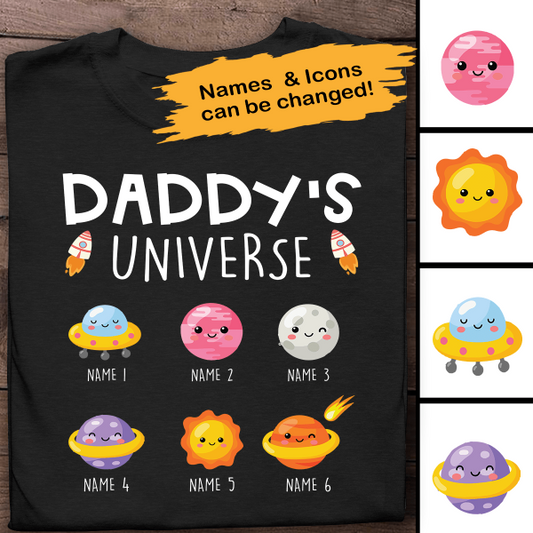 Daddy's Universe Personalized T-Shirt, Best Gift For Dad