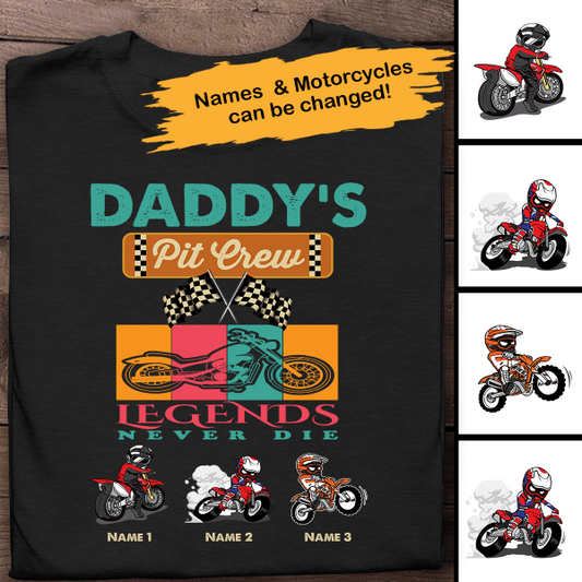 Daddy's Pit Crew Legend Never Die Personalized T-Shirt, Best Gift For Father