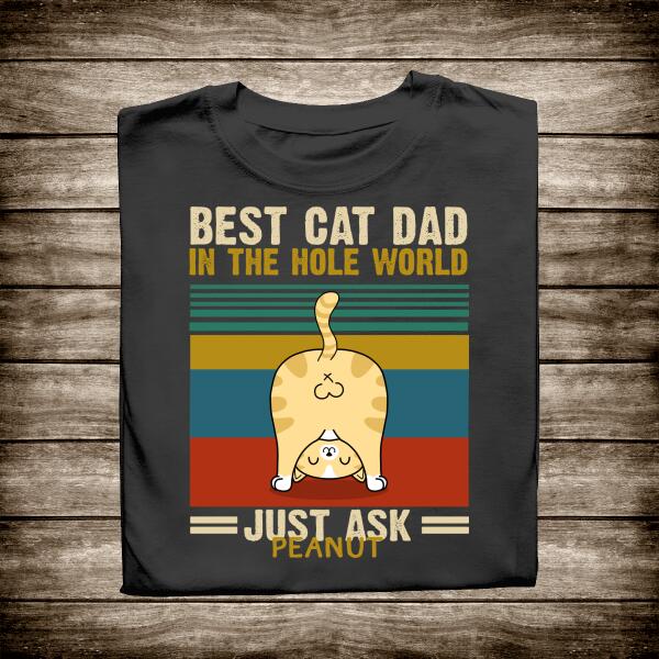 Personalized T-shirt Best Cat Dad In The Hole World  Father's Day