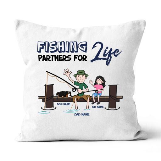 Fishing Partner For Life Personalized Canvas Throw Pillow