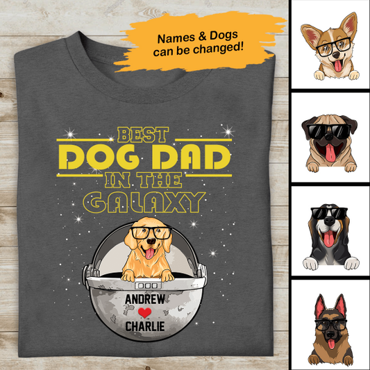 Best Dog Dad In The Galaxy Personalized T-Shirt, Best Gifts For Dog Lovers