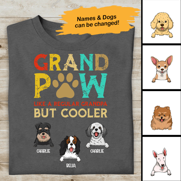 Personalized Dog Shirt Grandpaw Regular Cooler Grandpa Dad, Gifts for Dog Lovers