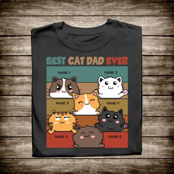 Best Cat Dad Ever Retro Personalized T-shirt Amazing Gift For Father Bonus Dad Cat Lover