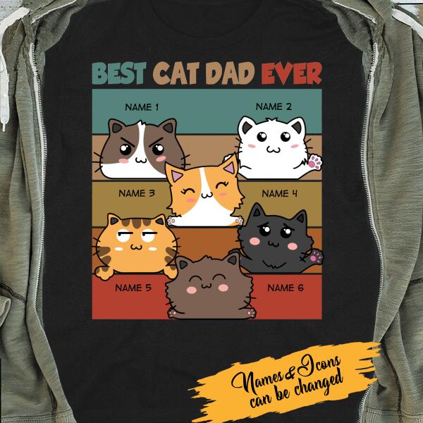 Best Cat Dad Ever Retro Personalized T-shirt Amazing Gift For Father Bonus Dad Cat Lover