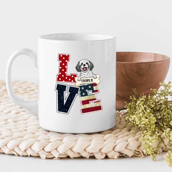 I Love Independent Day Dog Lover Personalized Mug Choose Your Dog