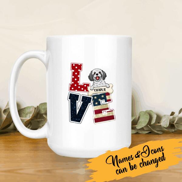 I Love Independent Day Dog Lover Personalized Mug Choose Your Dog