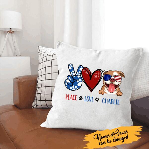 Peace Love Your Dog Canvas Throw Pillow Special Version For Dog Lovers