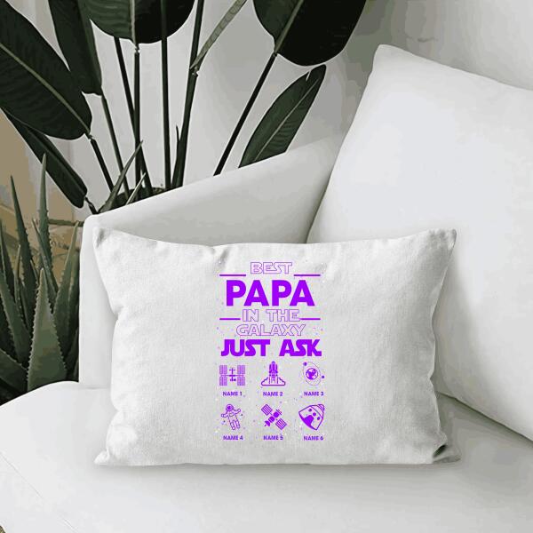 Best Papa In The Galaxy Personalized Canvas Throw Pillow