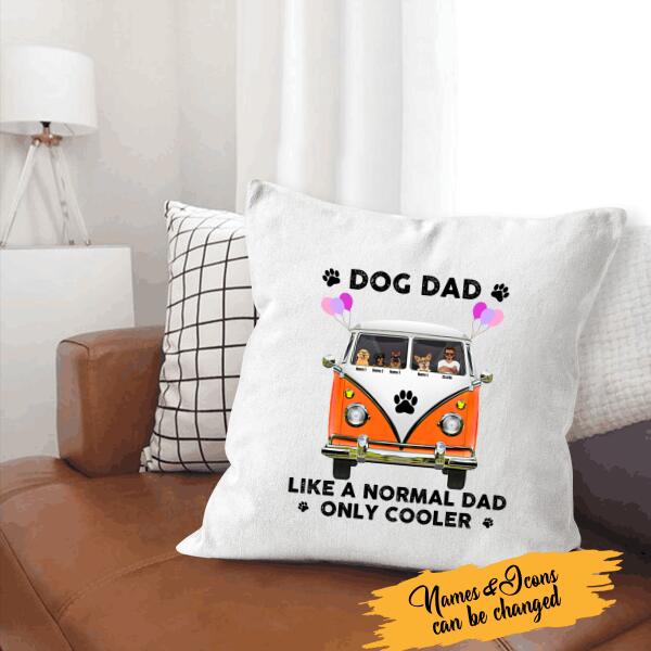 Dog Dad Like A Normal Dad, Only Cooler Personalized Canvas Throw Pillow