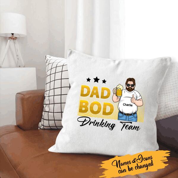 Dad Bod Drinking Team Personalized Canvas Throw Pillow