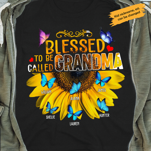 Blessed To Be Called Grandma Personalized T-shirt Family Custom Shirt, Gift For Family