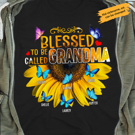 Blessed To Be Called Grandma Personalized T-shirt Family Custom Shirt, Gift For Family