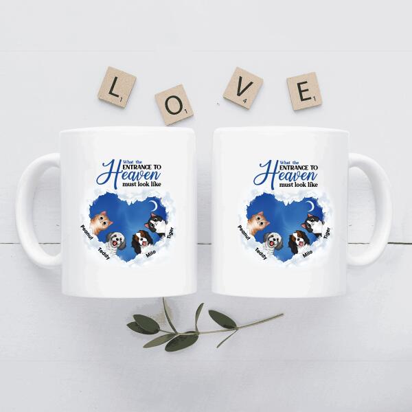 Entrance To Heaven Dogs Cats Personalized Mug, Best Gift For Dogs Cats Lovers