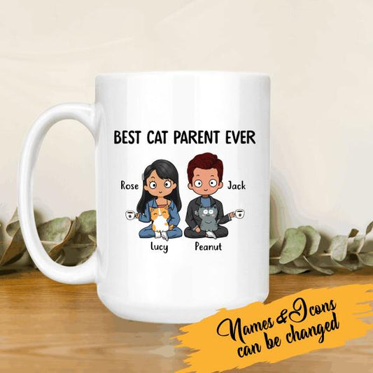 Best Cat Parent Ever Personalized Mug, Gift For Cat Lovers
