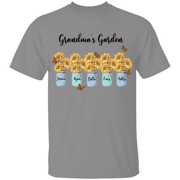 Grandma' Garden Sunflowers Vase Personalized T-shirt Special Gift For Mom, Grandma