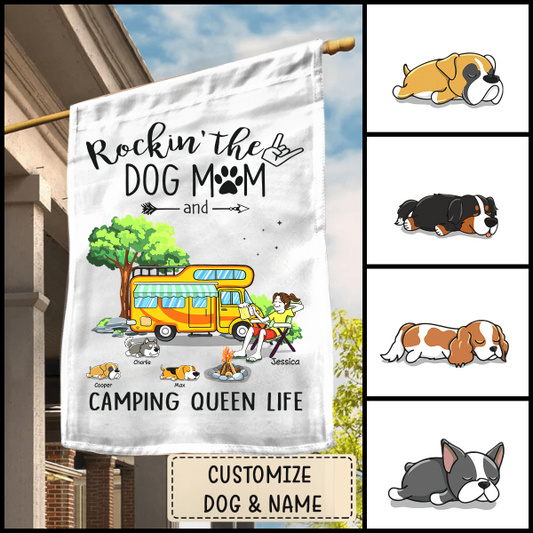 Rockin The Dog Mom Camping Queen Life Personalized Flag Speical Gift