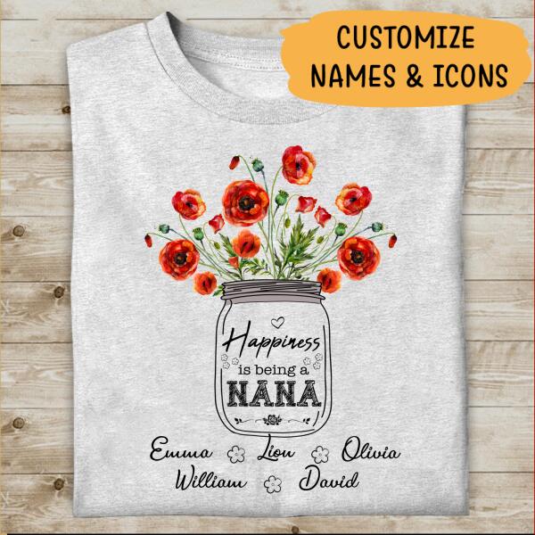 Happyness Is Being A Nana Personalized T-shirt Special Gift For Mom Mother Grandma