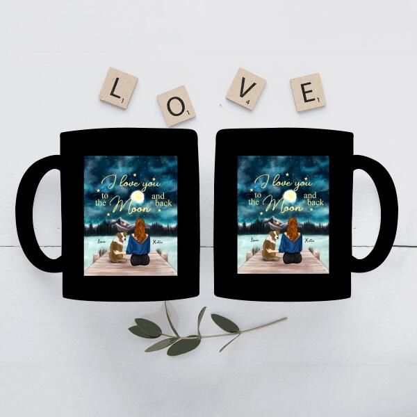 I Love You To The Moon And Back Personalized Mug, Best Gift For Dog Lovers