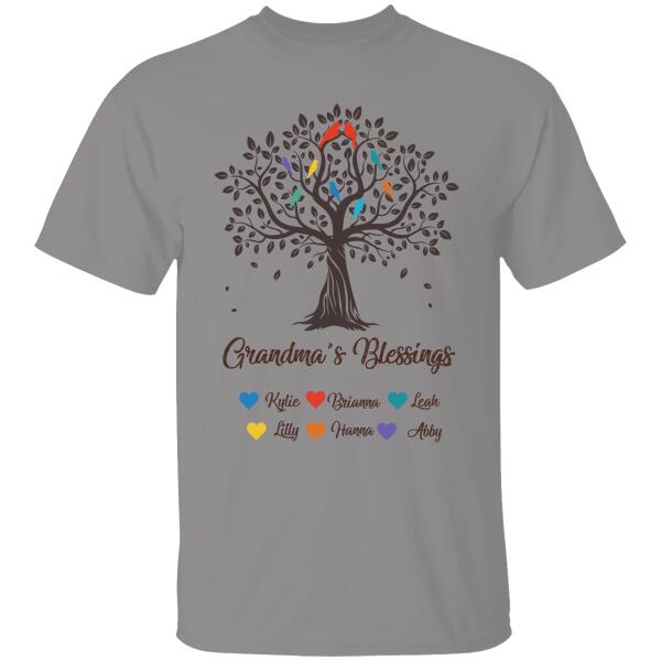 Grandma's Blessings Personalized T-shirt  Special Gift For Mom Mother Grandma