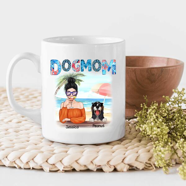 Dog Mom On The Beach Personalized Mug For Dog Lover Mother