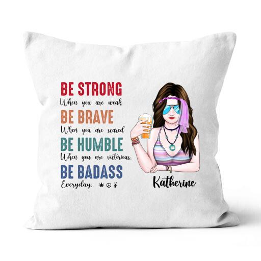 Be Badass Hippie Girl Personalized T-Shirt, Mug, Canvas Throw Pillow, Poster, Special Gifts For Hippie Lovers