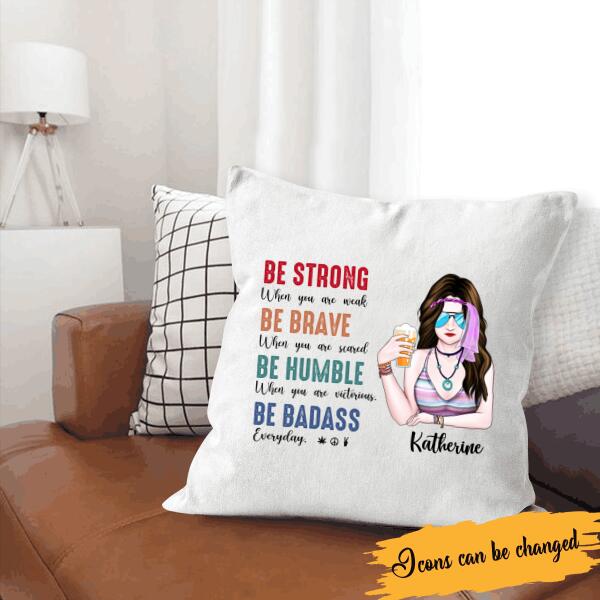 Be Badass Hippie Girl Personalized T-Shirt, Mug, Canvas Throw Pillow, Poster, Special Gifts For Hippie Lovers