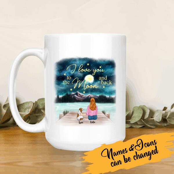 I Love You To The Moon And Back Personalized T-Shirt, Mug, Matte Canvas, Canvas Throw Pillow, Special Gifts For Dog Lovers