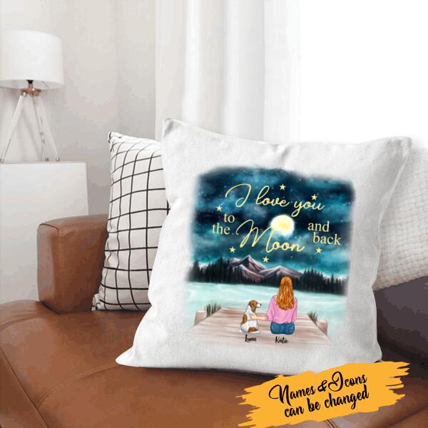 I Love You To The Moon And Back Personalized T-Shirt, Mug, Matte Canvas, Canvas Throw Pillow, Special Gifts For Dog Lovers
