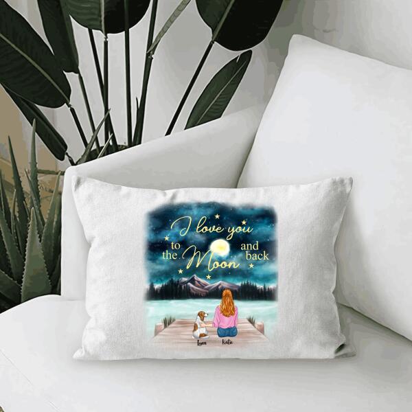 I Love You To The Moon And Back Personalized T-Shirt, Mug, Matte Canvas, Canvas Throw Pillow, Special Gifts For Dog Lovers