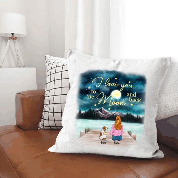 I Love You To The Moon And Back Personalized T-Shirt, Mug, Matte Canvas, Canvas Throw Pillow, Special Gifts For Dog Lovers