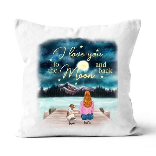 I Love You To The Moon And Back Personalized T-Shirt, Mug, Matte Canvas, Canvas Throw Pillow, Special Gifts For Dog Lovers