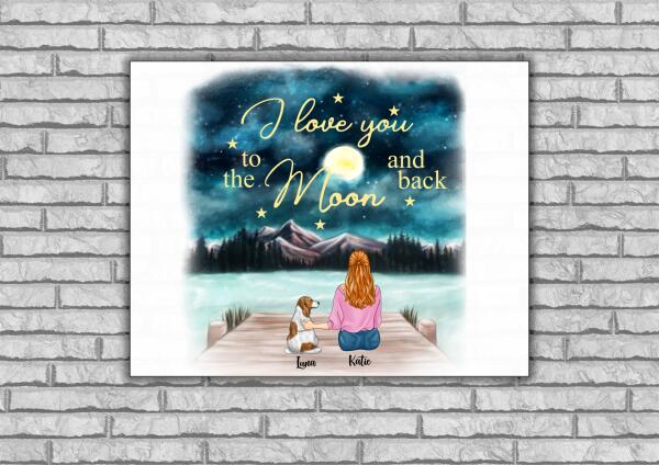 I Love You To The Moon And Back Personalized T-Shirt, Mug, Matte Canvas, Canvas Throw Pillow, Special Gifts For Dog Lovers