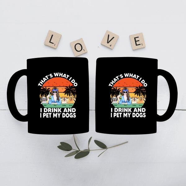 A Girl Drinking With Funny Dogs Personalized T-Shirt, Mug, Special Gifts For Dogs And Hippie Lovers