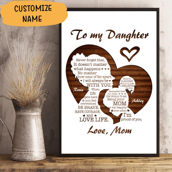 To My Daughter Personalized T-Shirt, Poster, Mug, Canvas Throw Pillow, Best Gifts For Mother And Daughter
